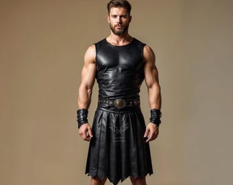 Genuine Leather Gladiator Costume – Medieval LARP Armor Outfit
