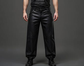 Handmade Baggy Sheep Leather Pants - Relaxed Fit, Streetwear Style