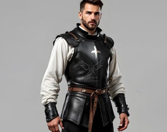 Medieval Knight Chest Plate - Genuine Leather Fantasy Warrior Armor Costume - LARP & Cosplay Armor - Handmade Cospaly Leather Costume Armor