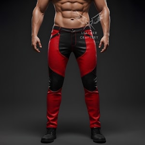 Pantalon de motard en cuir véritable - Jean rocker gothique fait main, pantalon de festival en cuir véritable, streetwear alternatif, tenue de cosplay, cadeau pour homme