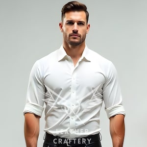 Handmade White Sheepskin Leather Shirt | Slim Fit Biker, Goth