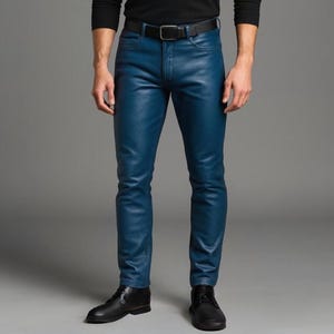 Genuine Sheepskin Leather Pants - Handmade Slim Fit Leather Trousers - Real Leather Jeans - Premium Biker Pants - Stylish Gift for Men