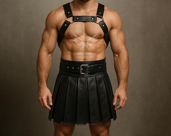 Handmade Leather Gladiator Kilt & Chest Harness | Cosplay Costume