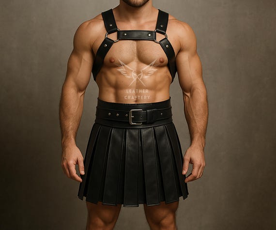 Handmade Leather Gladiator Kilt & Chest Harness | Cosplay Costume