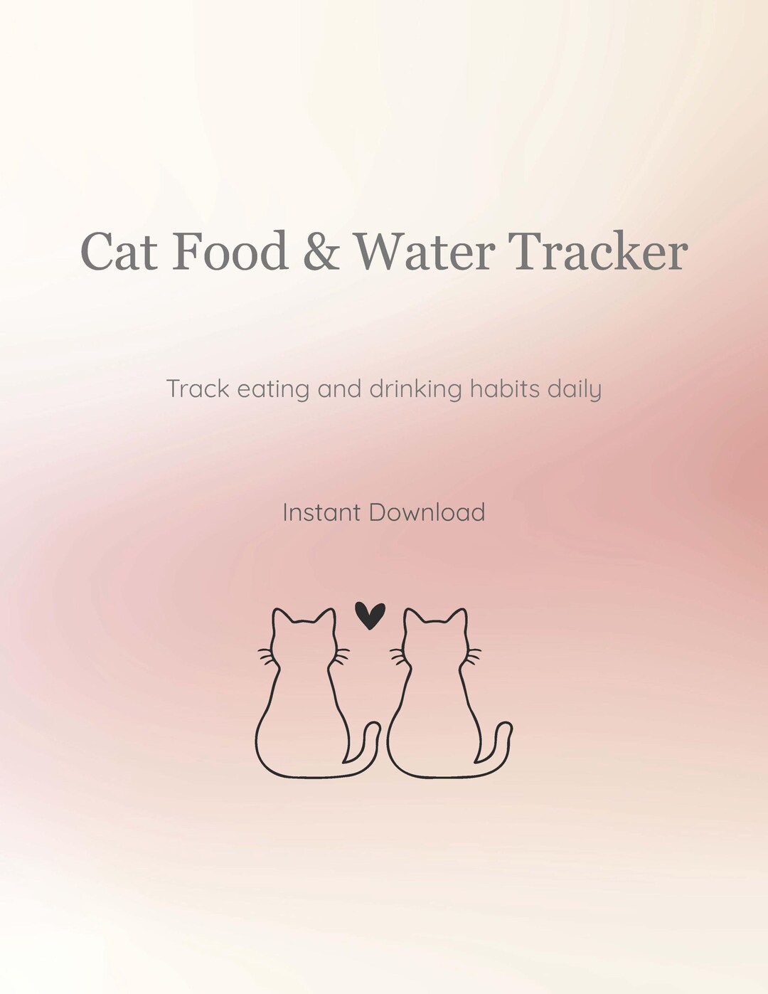 Cat Food and Water Tracker Printable | Cat Feeding Log | Pet Intake ...