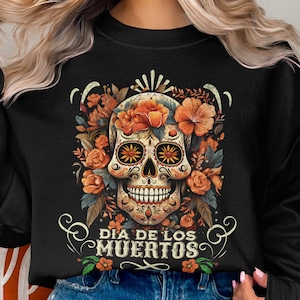 Feier Dia de los Muertos mit diesem Skull Decor Sweatshirt