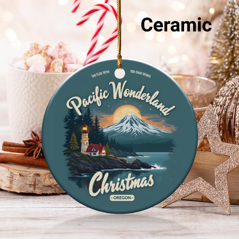 Oregon Pacific Wonderland Christmas Ornament, Customizable, Tree