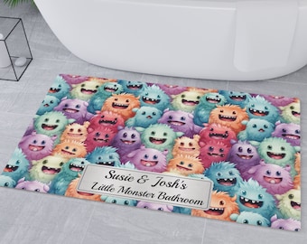 Foam Floor Mat | Personalizable | Colorful Little Monsters | Kids Playroom Mat | Nursery Non-Slip Safety | Fun Creatures | Bathroom Mat