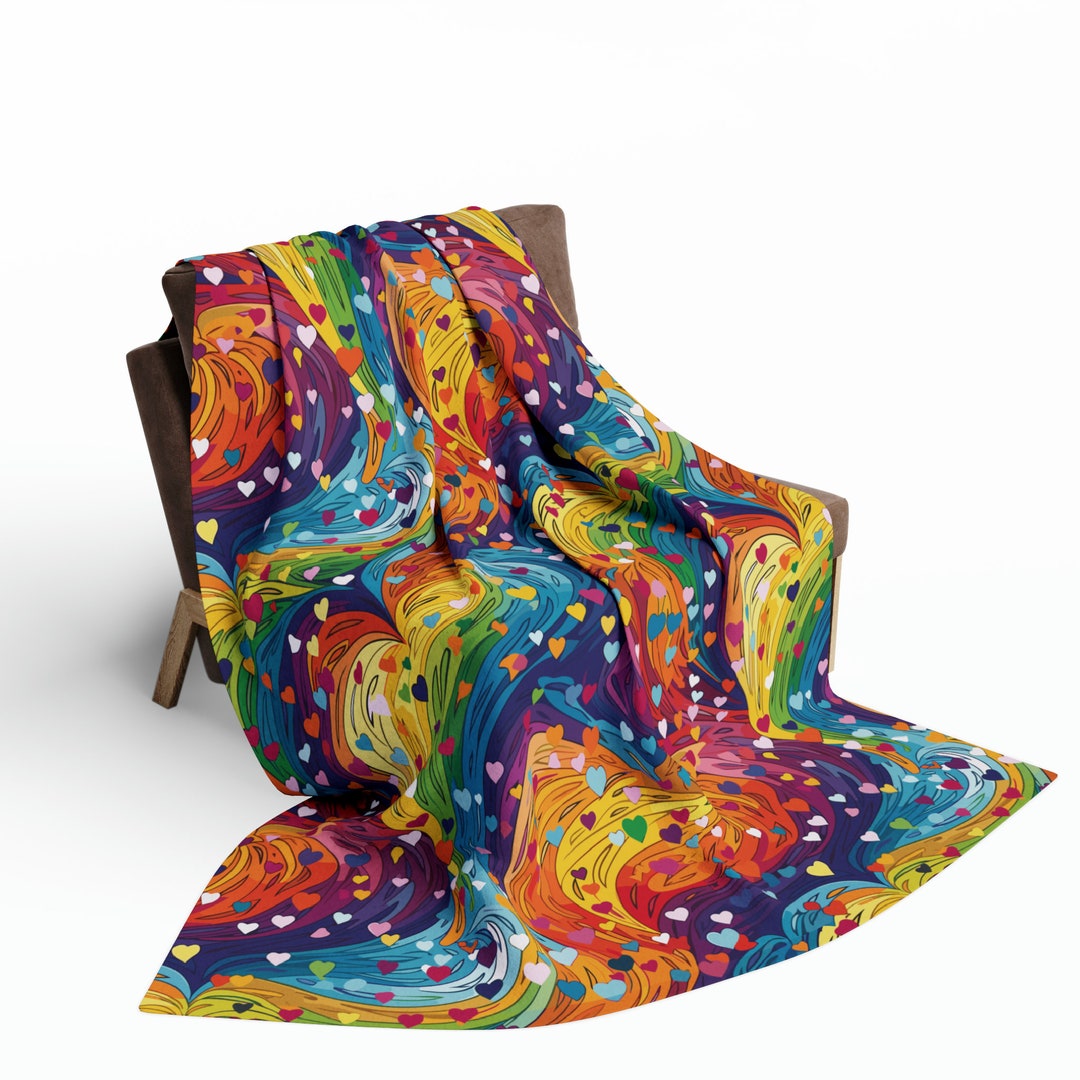 Rainbow Hearts Throw Blanket main image 1