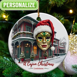 Louisiana Personalized Custom Christmas Ornament, Ornaments Unique Holiday Decor, Cajun Christmas Ornaments, New Orleans Decor, The Big Easy