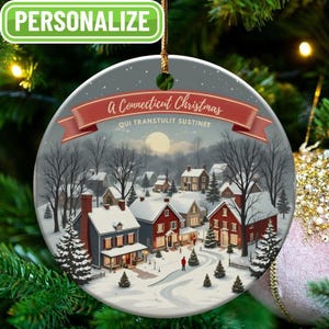 Charming Personalized Christmas Ornament from Connecticut - Customize Your Holiday Decor!