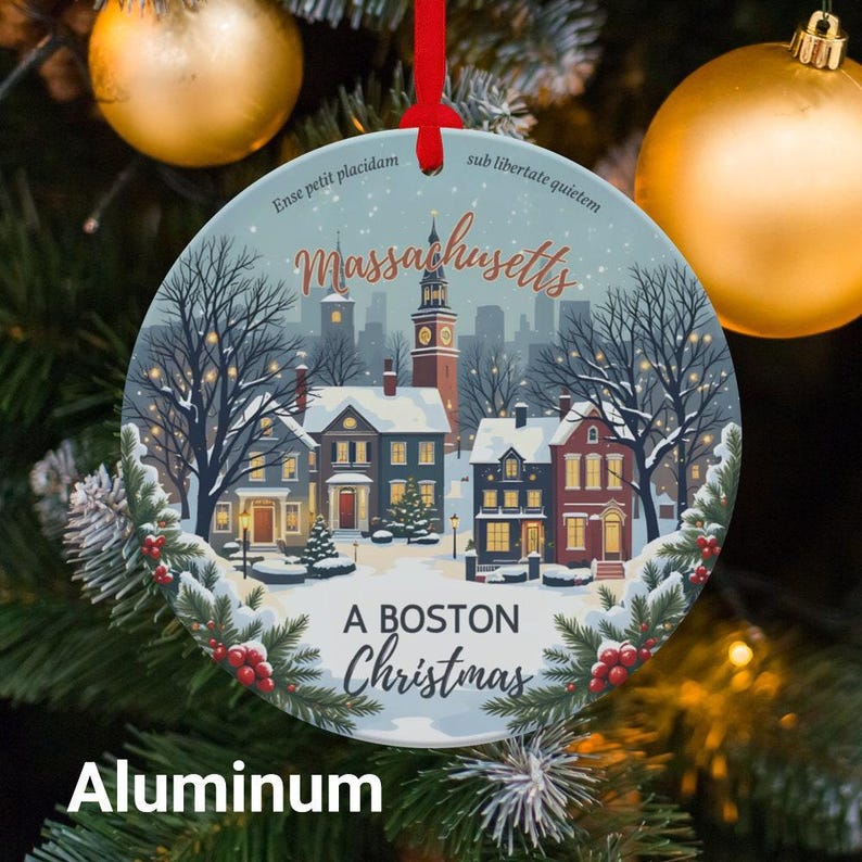 Massachusetts Personalizable, A Boston Christmas Ornament, New England