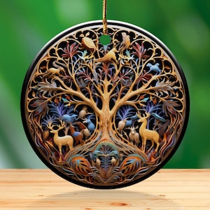 Ceramic Ornament | Nature&#39;s Woodland Tree of Life | Boho Decor | Everyday or Christmas Holiday | Buddhist Tibetan Vibes | Magickal