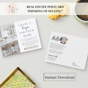 Vous songez à vendre | J'ai un acheteur | Marché immobilier | postale d'agent immobilier | Modèle de toile | Expéditeur | Circulaire
