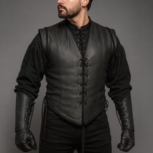 Genuine Leather Jerkin Vest - Medieval Renaissance LARP Armor - Fantasy Cosplay Leather Doublet - Viking Gambeson - SCA Steampunk Costume