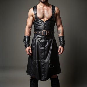 Medieval Gladiator Leather Armor - Warrior Harness Top & Kilt Skirt - Roman Viking Cosplay Costume - Handmade Leather Festival Outfit