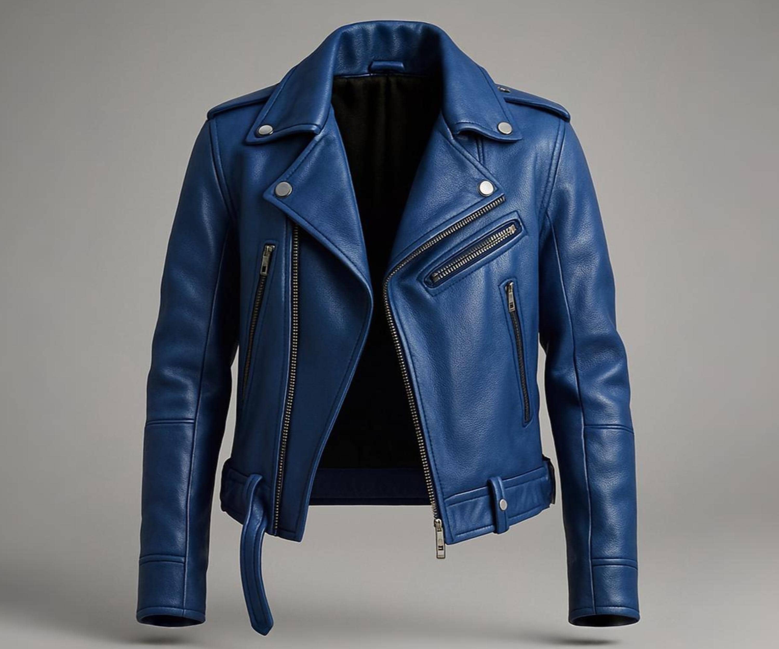 希少 Vintage Blue leather Jacket スタジャン 希少 Vintage