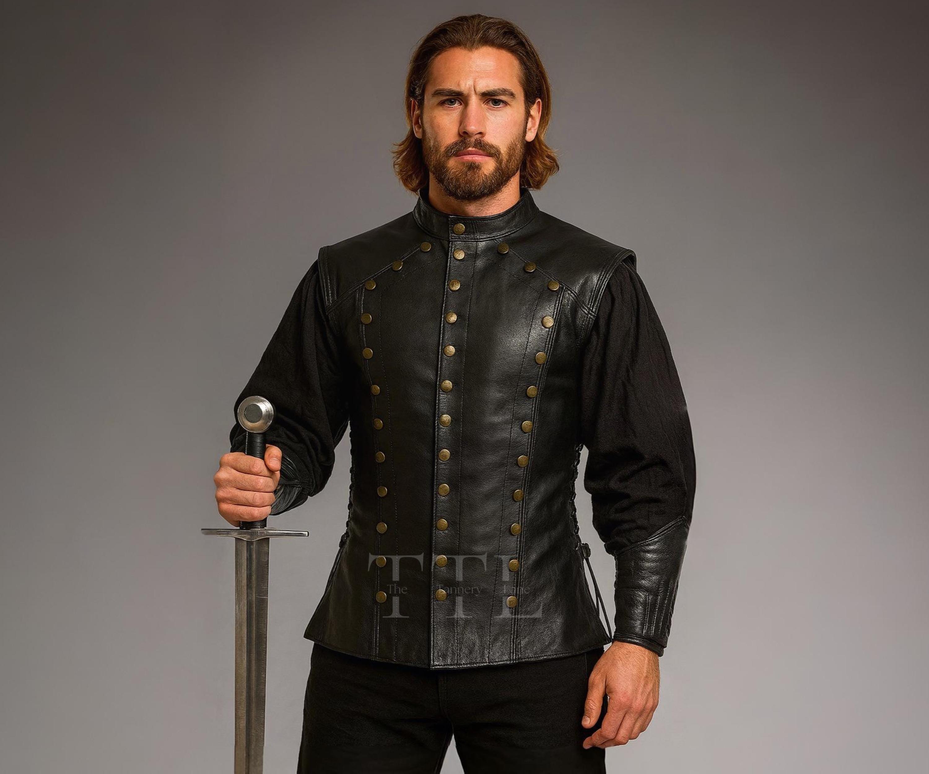 Medieval Leather Jerkin Vest - Handmade Renaissance Viking Armor Costume Vest - LARP Steampunk Pirate Waistcoat - Fantasy Cosplay Tunic