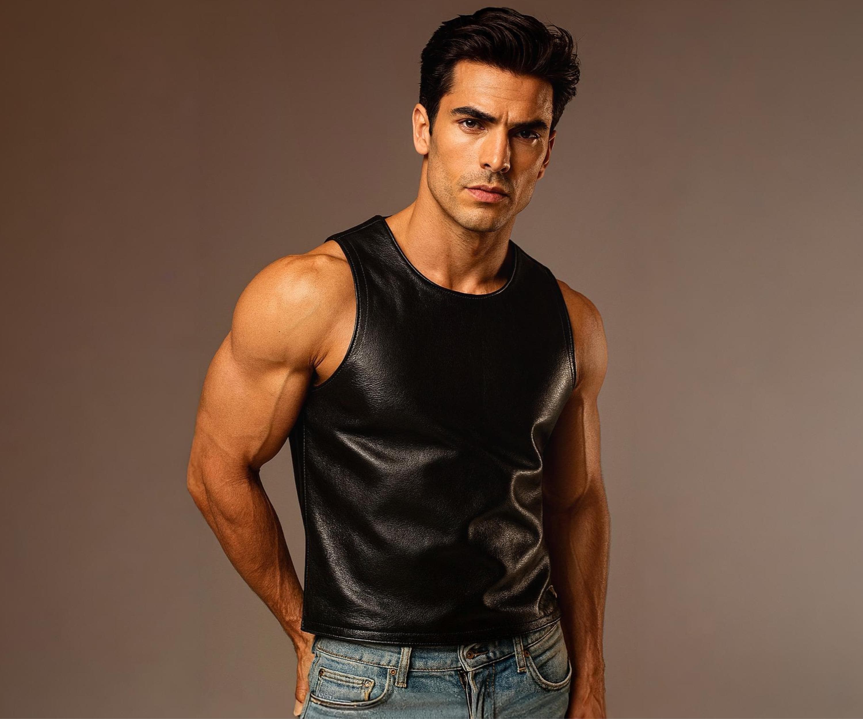 Leather Tank Top Men - Etsy