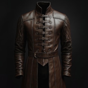 Genuine Leather Viking Jerkin - Brown Medieval Renaissance Doublet Jacket - Steampunk Pirate Coat - Handmade Historical Cosplay Costume Coat