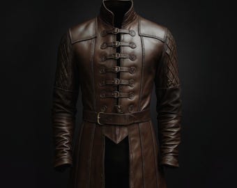Genuine Leather Viking Jerkin - Brown Medieval Renaissance Doublet Jacket - Steampunk Pirate Coat - Handmade Historical Cosplay Costume Coat