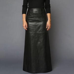 Genuine Leather Maxi Skirt For Women - Handmade Black Sheepskin A-Line High Waist Skirt - Real Leather Maxi Skirt - Minimalist Streetwear