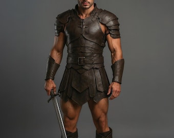 Handmade Genuine Leather Gladiator Armor - Roman Centurion, LARP Cosplay Costume
