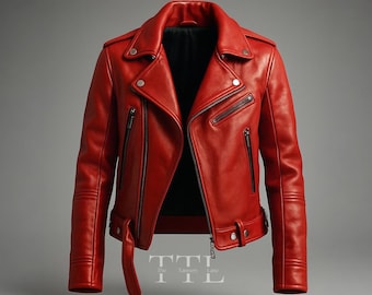 SID Men's Scarlet Red Lambskin Leather Biker Jacket