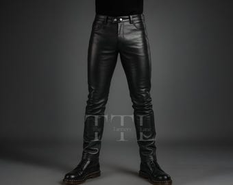 Handmade Slim Fit Sheepskin Leather Biker Pants – Gothic Punk Trousers