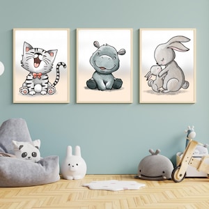 3 Kinderposter im DIN A4-Format, auf 300g-Papier, ideal für Babys + Kleinkinder inkl. Geschenkhülle – Sammelmappe - Serie 4