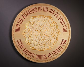 Hand-Carved Irish House Blessing With Celtic Knot Wood Wall Art