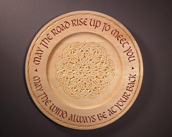 Hand-Carved Irish Blessing With Celtic Knot Wood Wall Art