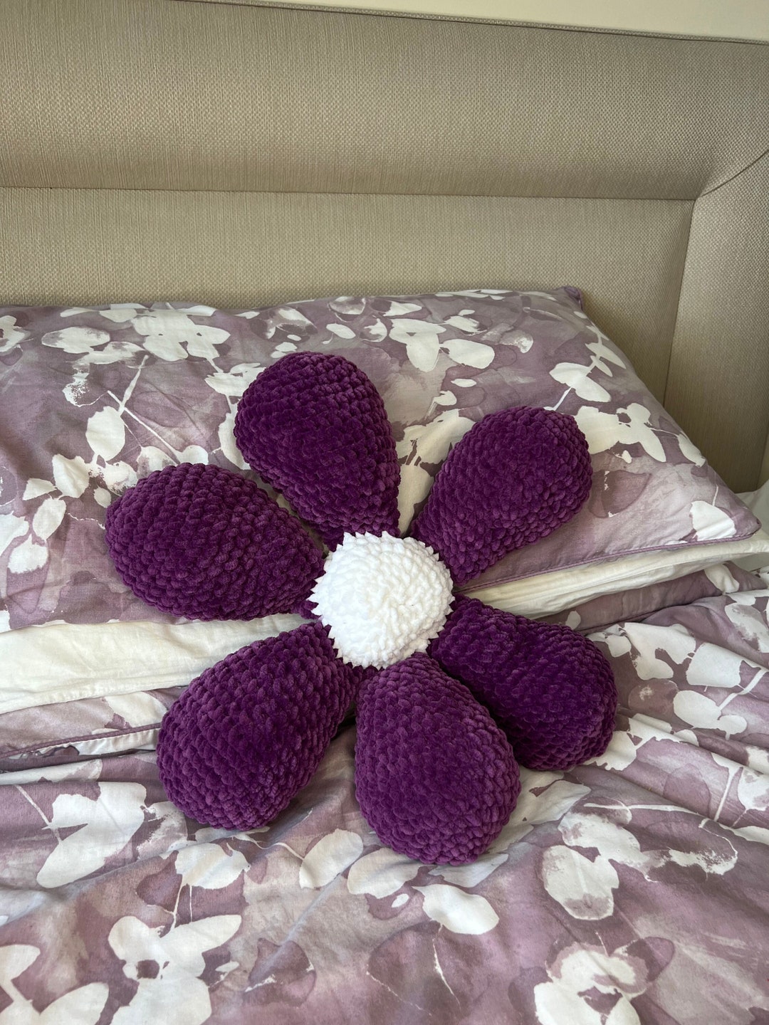 Blossom Comfort Crocheted Flower Pillow Plush Etsy