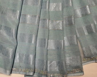 Mermaid Blue Chiffon Saree