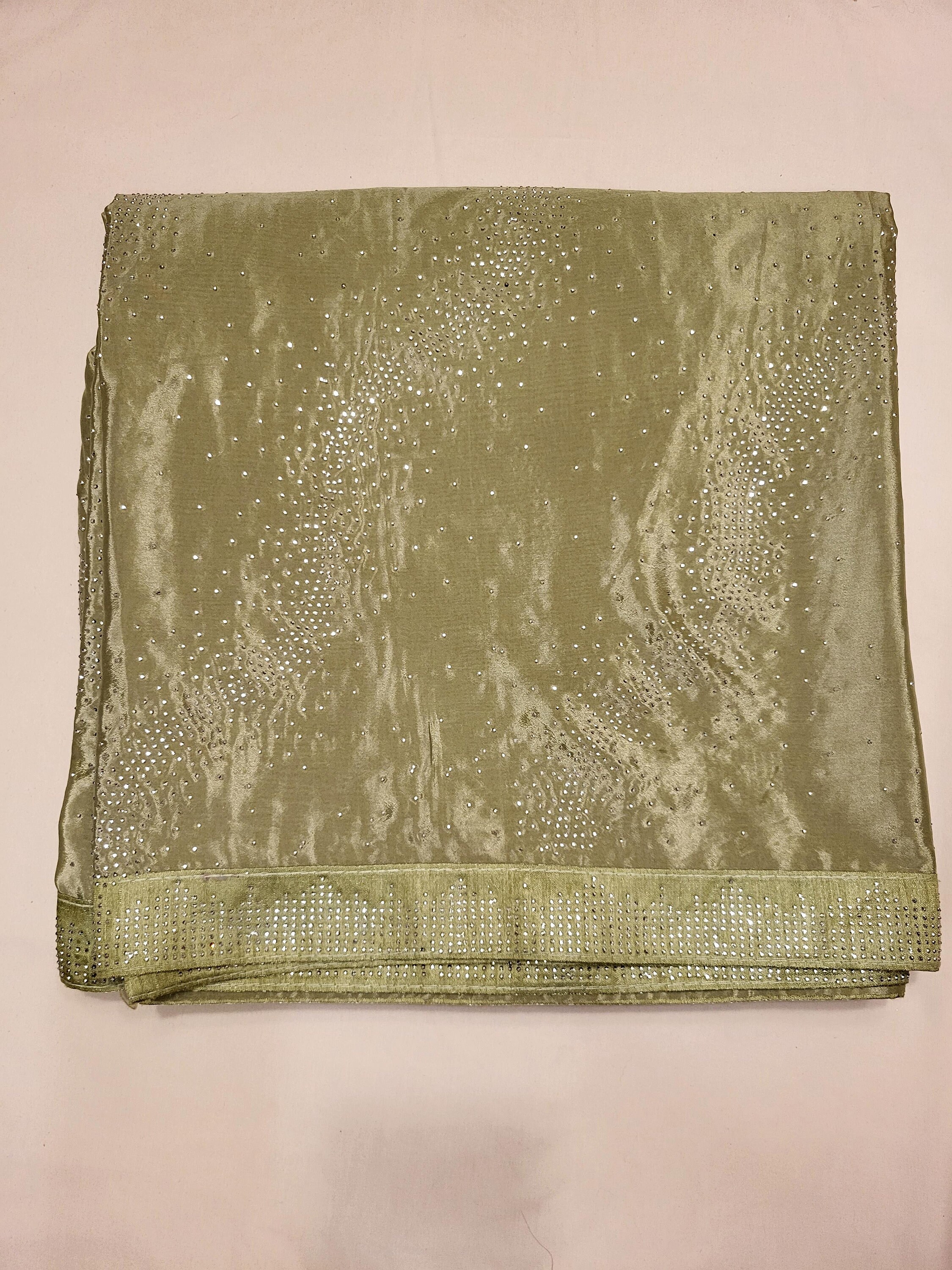 Jade Green Chiffon Booti Saree