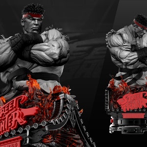Ryu, statue, Bust, 3d print,  resin printed, Street Fighter, 3d printing service, sculpture, games