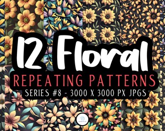 Floral Series 08 - Unique Seamless Patterns - Handcrafted Printable Paper for DIY Scrapbooking and Crafts"
