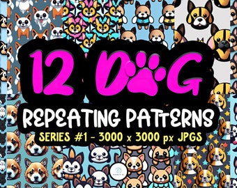 Dogs Series 01 - Seamless- Repeating Pattern- 12 Original Designs- Printable Paper- Commercial Use