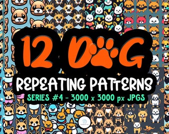 Dogs Series 04 - Seamless- Repeating Pattern- 12 Original Designs- Printable Paper- Commercial Use