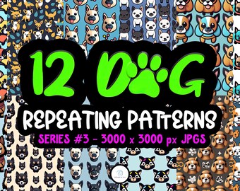 Dogs Series 03 - Seamless- Repeating Pattern- 12 Original Designs- Printable Paper- Commercial Use
