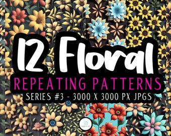 Floral Series 03 - Unique Seamless Patterns - Handcrafted Printable Paper for DIY Scrapbooking and Crafts"