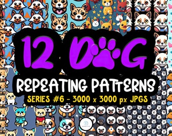Dogs Series 06 - Seamless- Repeating Pattern- 12 Original Designs- Printable Paper- Commercial Use