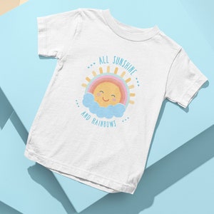 Girls Youth &quot;All Sunshine and Rainbows&quot; Whimsical Kawaii Tee Shirt