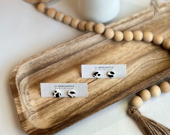 Cow Print Studs | CLAY EARRINGS | Handmade | Hypoallergenic
