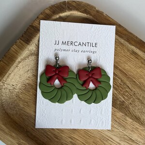 Wreath Dangles | Clay Earrings | Handmade | Hypoallergenic