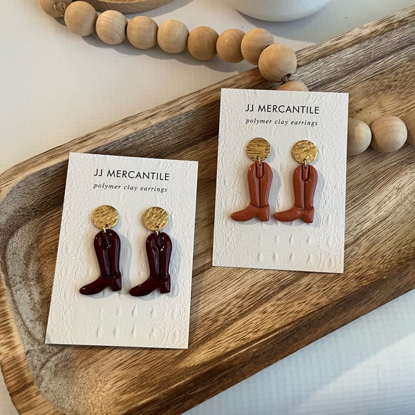 Cowboy Boots | CLAY EARRINGS | Handmade | Hypoallergenic