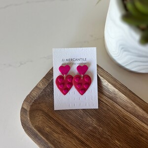 Heart Dangles 3D | CLAY EARRINGS | Handmade | Hypoallergenic