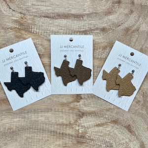 Texas Embossed Dangles | CLAY EARRINGS | Handmade | Hypoallergenic