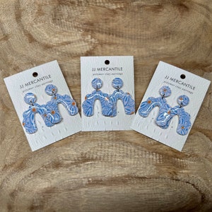 Blue Floral Dangles | CLAY EARRINGS | Handmade | Hypoallergenic
