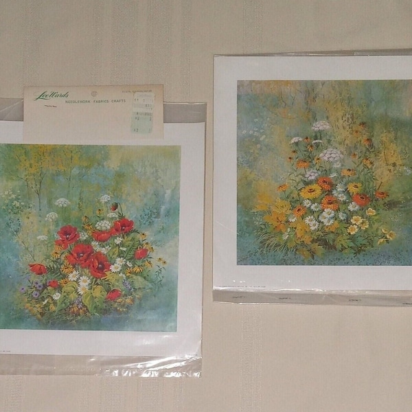 Pair Of 2 Lithograph Paintings By Floral Artist Robert Laessig. 10" X 10". Produced By Scafa-Tornabene Art Publishing Company In New York